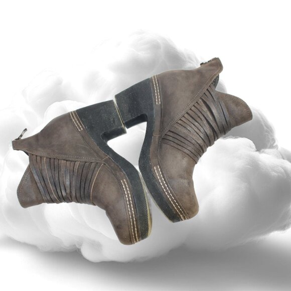 Antelope 934 Ebba Khaki Layered Over Strap Oiled Leather Bootie, Size 39 - Picture 7 of 12